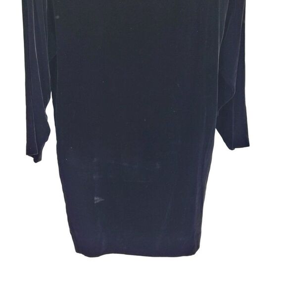 Vintage Leslie Fay Silk Crushed Velvet Long Sleeve Mock Neck Dress 6 Blk Modest - Picture 5 of 9